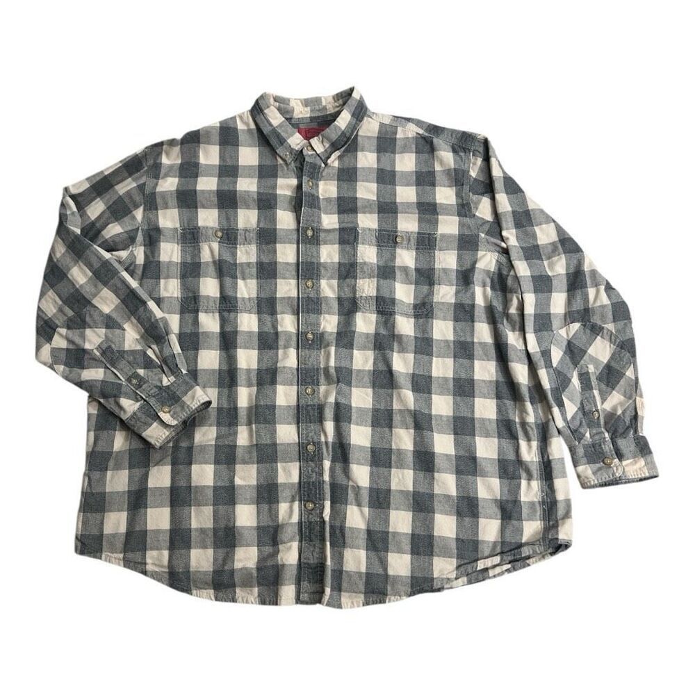 Foundry Young Mens Shirt Size 3XLT Black & Tan Cotton Jasper Check Long Sleeves